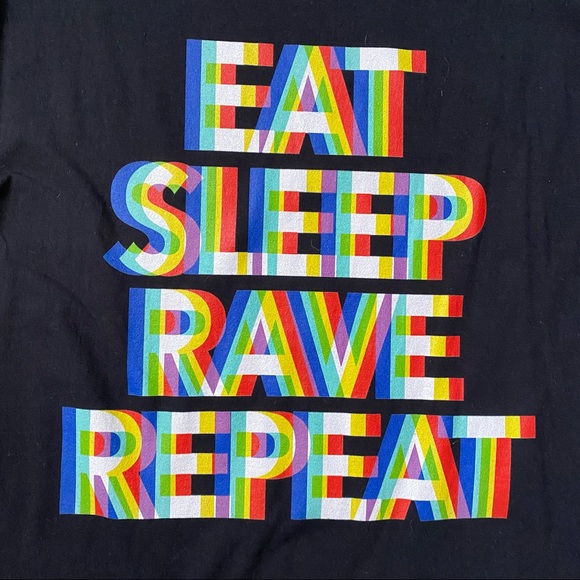 [ Sold ] Eat Sleep Rave Repeat 3D Look Black T-Shirt, Large - Picture 3 of 5